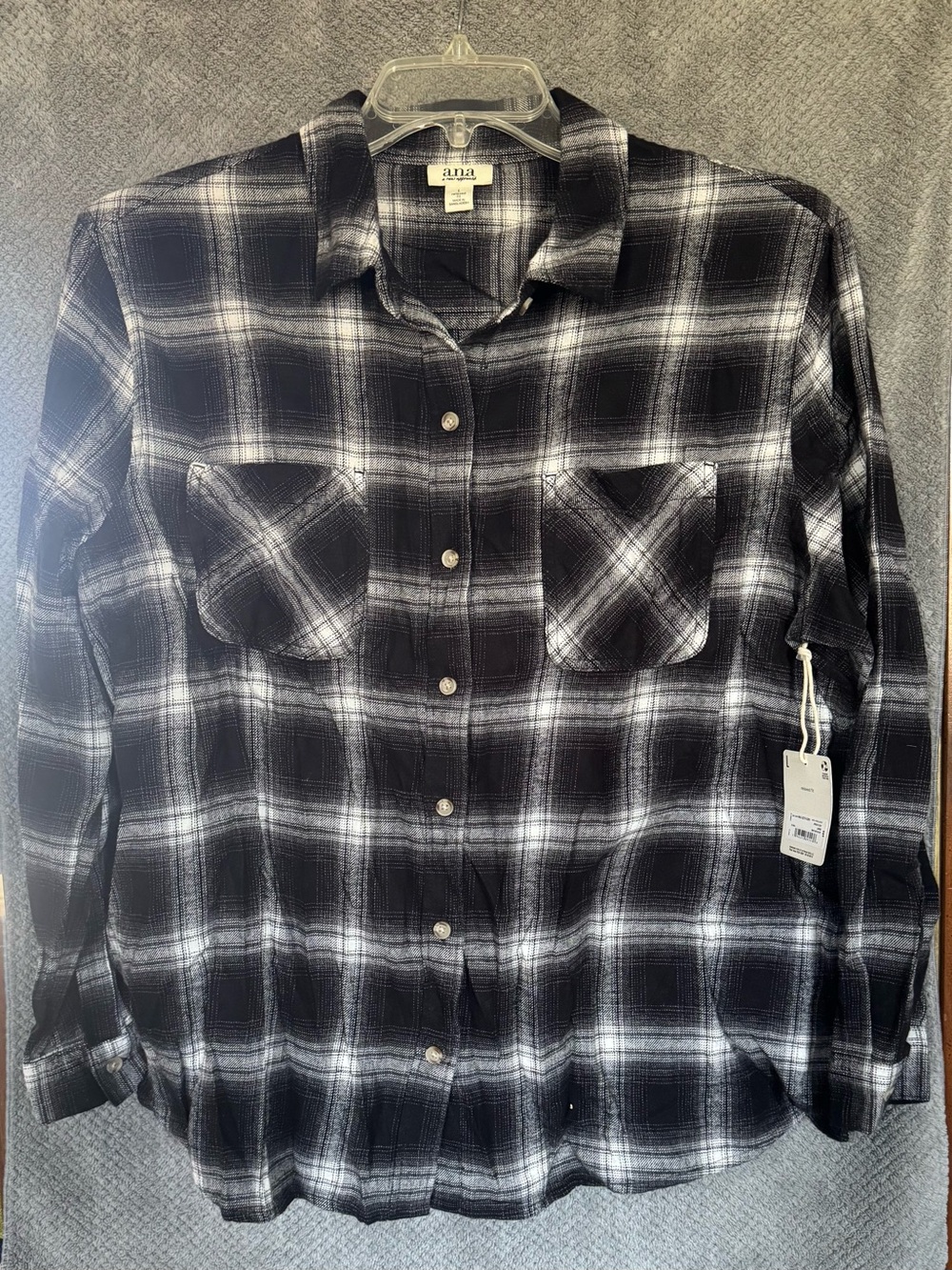 a.n.a Black and White Plaid Button-Down Shirt/Flannel